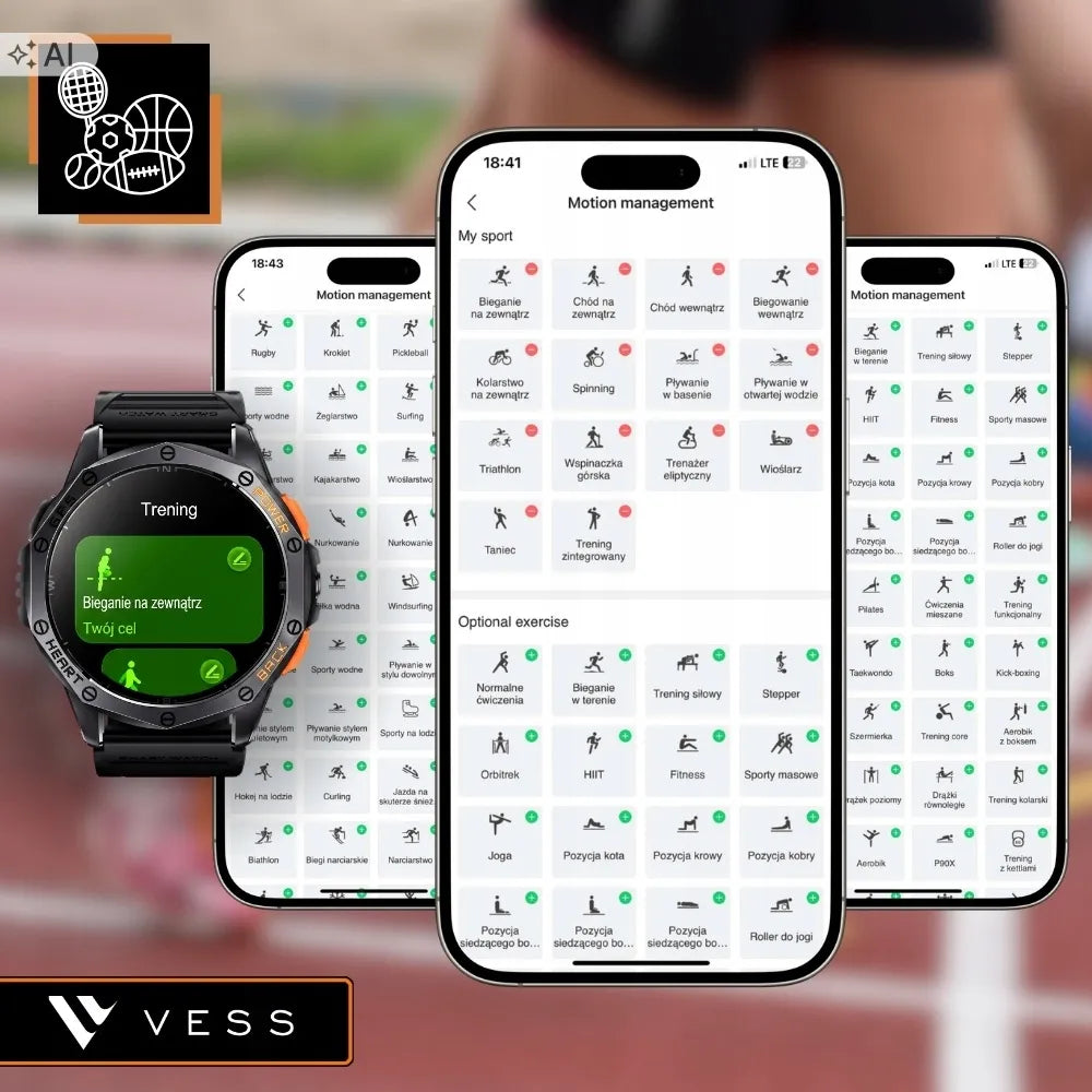 Vyrų išmanusis laikrodis Vess K67 su GPS, skambučiais ir sporto režimais