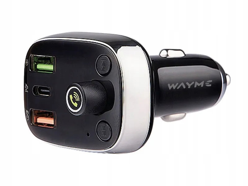 WAYME FM siųstuvas 12/24V su USB-C PD QC4.0+ Auto-ID, voltmetru ir laisvų rankų įranga