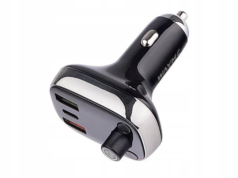 WAYME FM siųstuvas 12/24V su USB-C PD QC4.0+ Auto-ID, voltmetru ir laisvų rankų įranga