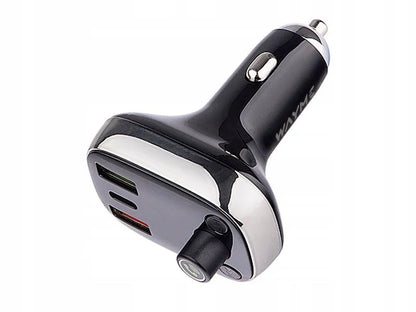 WAYME FM siųstuvas 12/24V su USB-C PD QC4.0+ Auto-ID, voltmetru ir laisvų rankų įranga