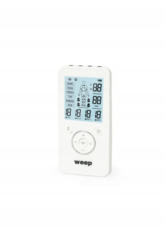 WEEP KTR-2652 medicininis TENS/EMS raumenų ir nervų elektrostimuliatorius, masažuoklis, 4 kanalų, 8 elektrodai