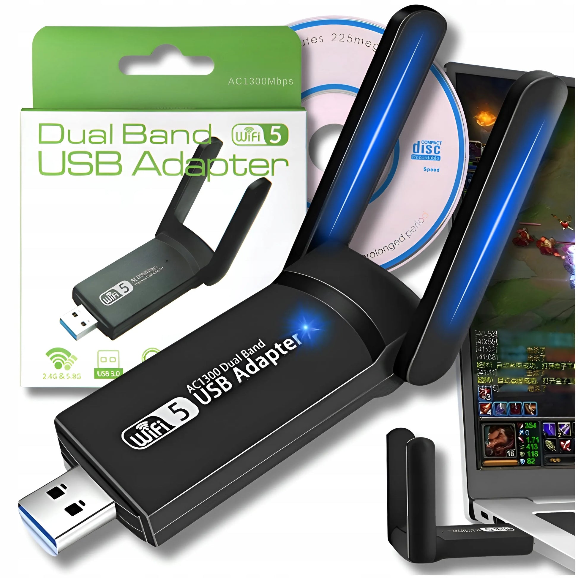 Wi-Fi tinklo plokštės adapteris USB 3.0 1300 Mbps 5 GHz 2 režimai AP