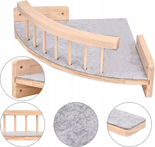 Sienelinis katės namelis su 3 laipteliais, laipiojimo siena ir braižykle