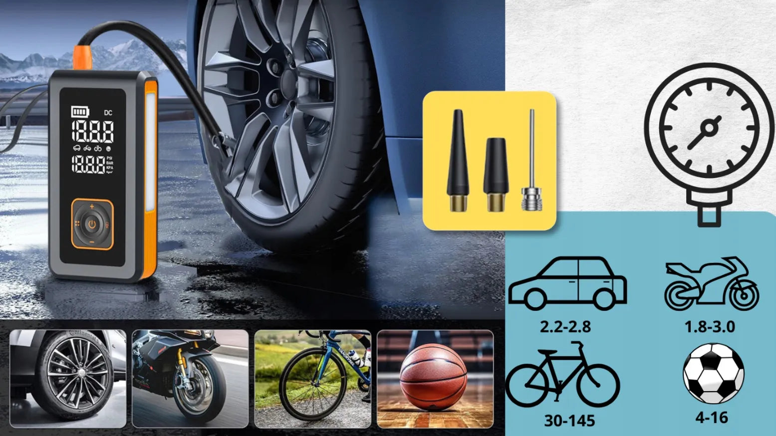 Wobell automobilio akumuliatoriaus paleidiklis su kompresoriumi, powerbanku ir žibintuvėliu