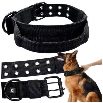 Wobell juodas reguliuojamas šuns antkaklis su rankena, platus ir tvirtas, XL, 54–64 cm