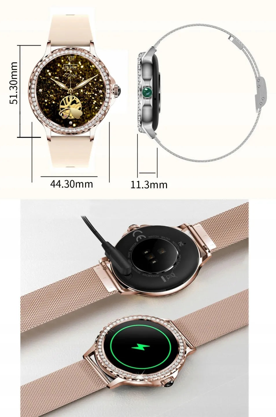 WonderWatch Nx19 Diamonds auksinis išmanusis laikrodis