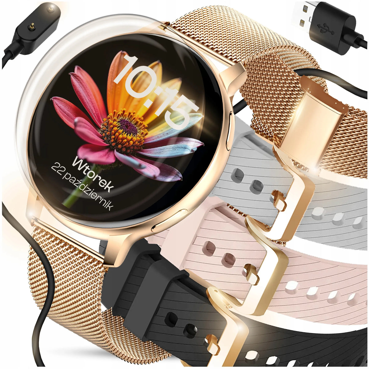 WonderWatch Sx5 moteriškas išmanusis laikrodis su skambučiais, pranešimais, pulso ir sporto funkcijomis
