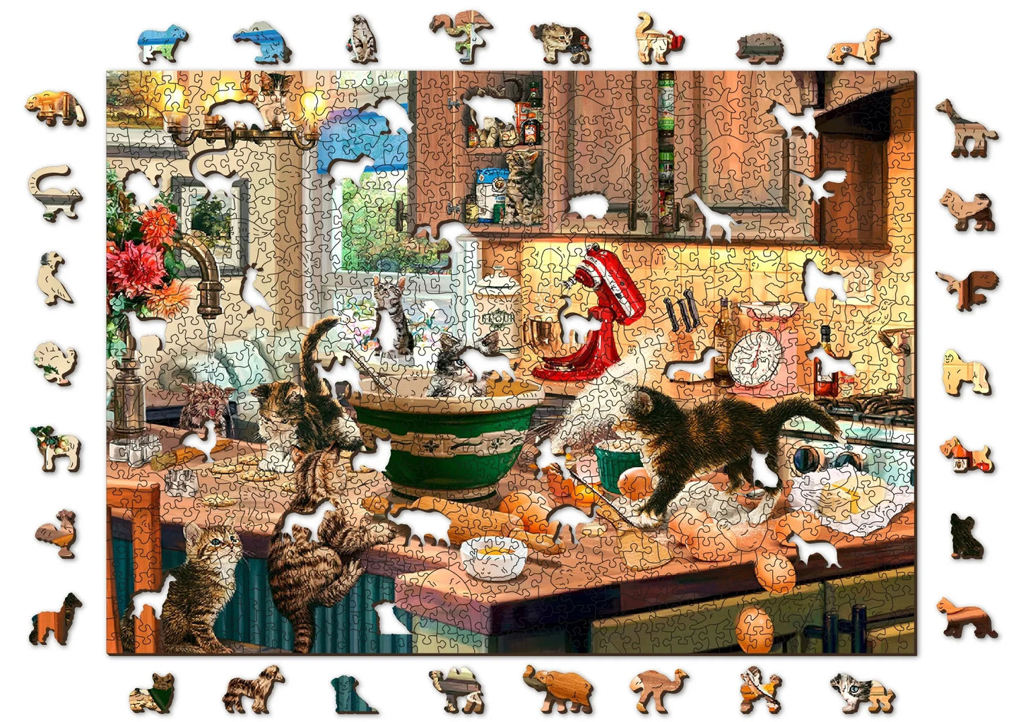 WoodenCity medinė dėlionė Kačių žaidimas virtuvėje 1000 dalių