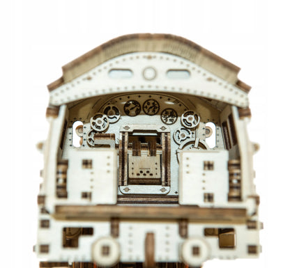 Wooden.City medinis mechaninis lokomotyvos modelis, 3D dėlionė, modeliavimas