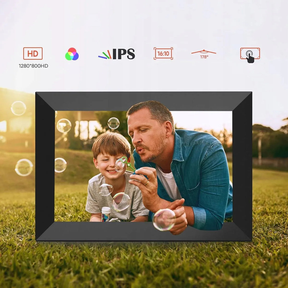 „Wozinsky“ skaitmeninis nuotraukų rėmelis 10,1″, jutiklinis IPS ekranas, „Frameo“, „Wi-Fi“, 32 GB, juodas