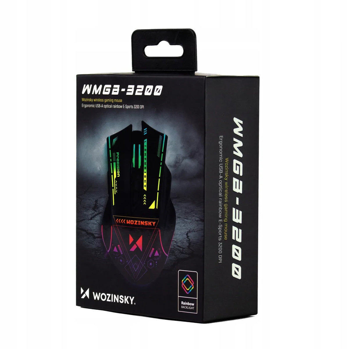 Wozinsky WMGB-3200 belaidė žaidimų pelė, RGB, 3200 dpi, 2,4 GHz, 400 mAh akumuliatorius, juoda