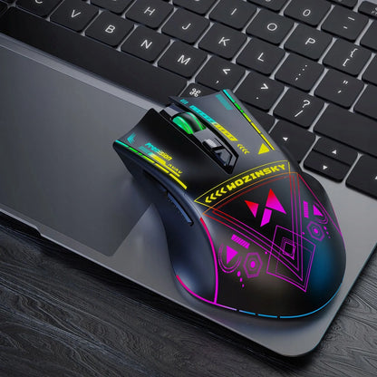 Wozinsky WMGB-3200 belaidė žaidimų pelė, RGB, 3200 dpi, 2,4 GHz, 400 mAh akumuliatorius, juoda