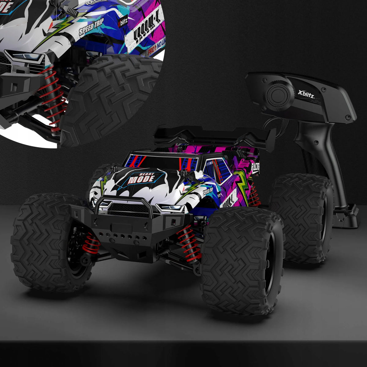 Xblitz nuotoliniu būdu valdomas 4x4 automobilis, 45 km/val., 1:16 mastelis, LED žibintai