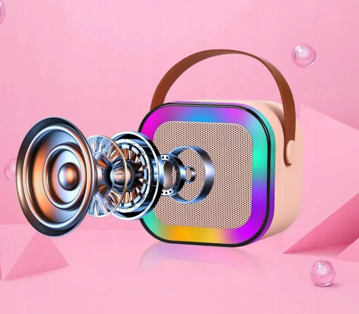 „Xtech“ nešiojamasis „Bluetooth“ RGB karaokės rinkinys su 2 mikrofonais, USB, SD ir 3,5 mm jungtimi