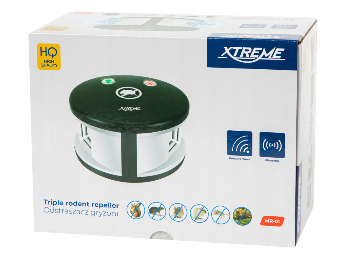 XTREME ultragarsinis atbaidytuvas nuo kiaunių, graužikų, pelių ir žiurkių, iki 150 m², 90–110 dB