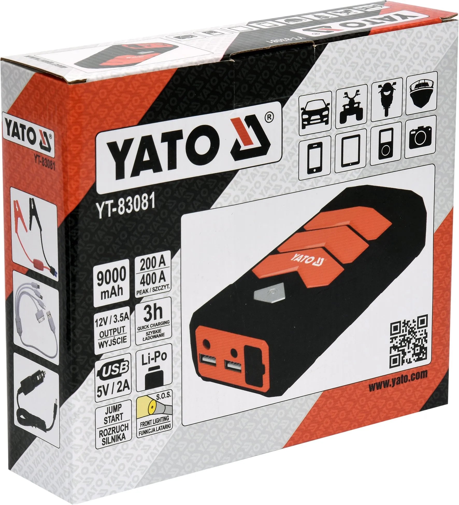 Yato YT-83081 pagalbinio užvedimo įrenginys 9000 mAh