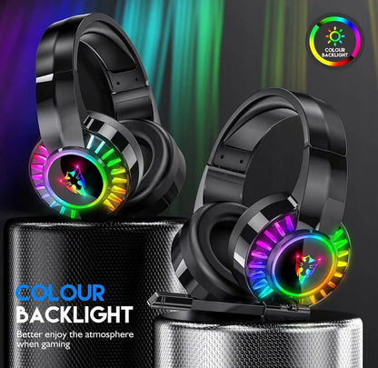 Žaidimų ausinės su mikrofonu, RGB LED apšvietimu, skirtos PC, PS4, PS5 ir Xbox