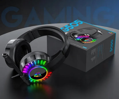 Žaidimų ausinės su mikrofonu, RGB LED apšvietimu, skirtos PC, PS4, PS5 ir Xbox