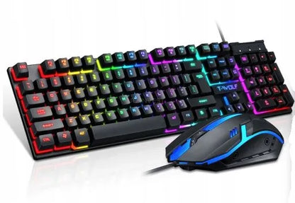 Žaidimų klaviatūros su RGB apšvietimu ir pelės rinkinys