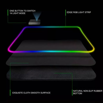 Žaidimų pelės kilimėlis ant stalo su LED RGB apšvietimu