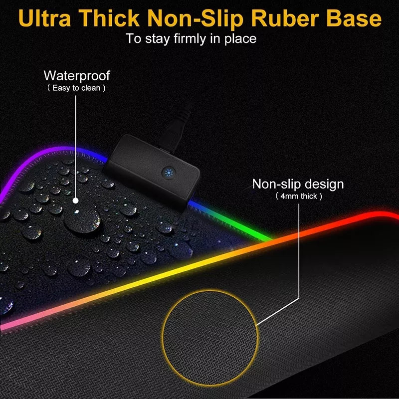 Žaidimų pelės kilimėlis ant stalo su LED RGB apšvietimu