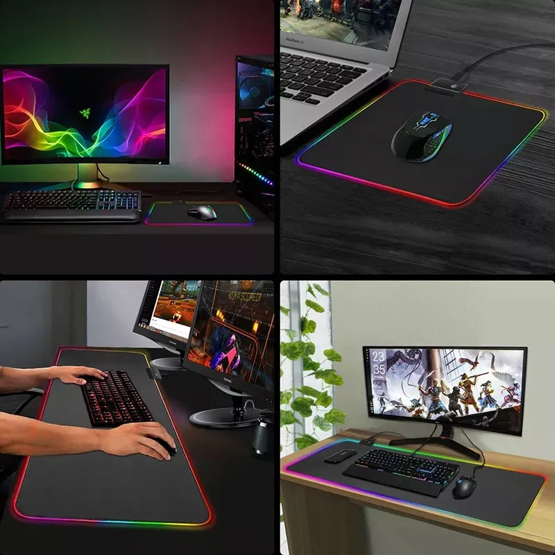 Žaidimų pelės kilimėlis ant stalo su LED RGB apšvietimu