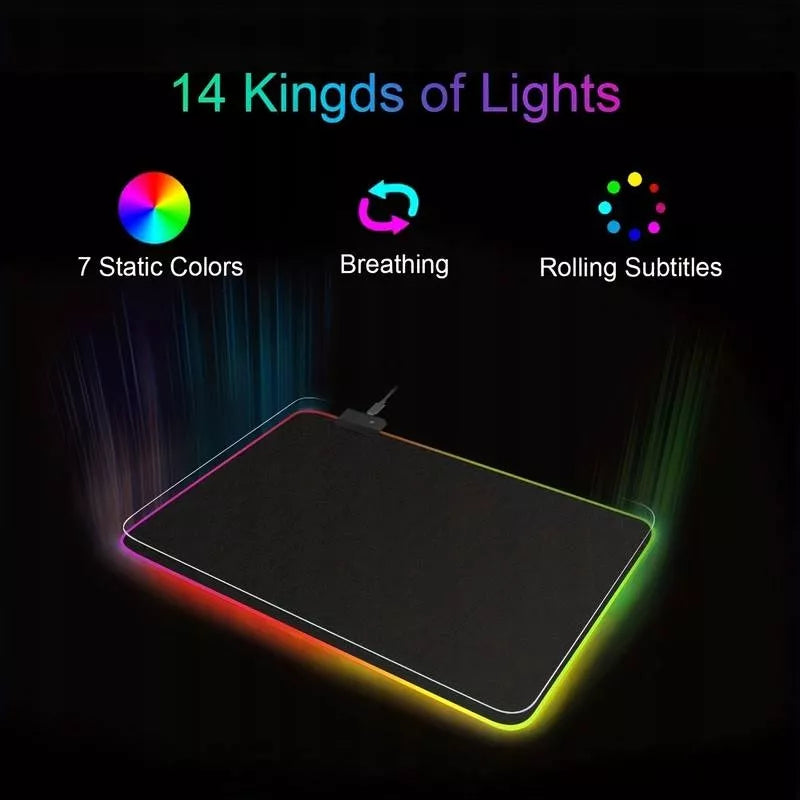Žaidimų pelės kilimėlis ant stalo su LED RGB apšvietimu