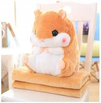 Žaislas-hamsteris su antklode 2-in-1, pliušinis žaislas dovana, didelė 2 m poliarinė antklodė