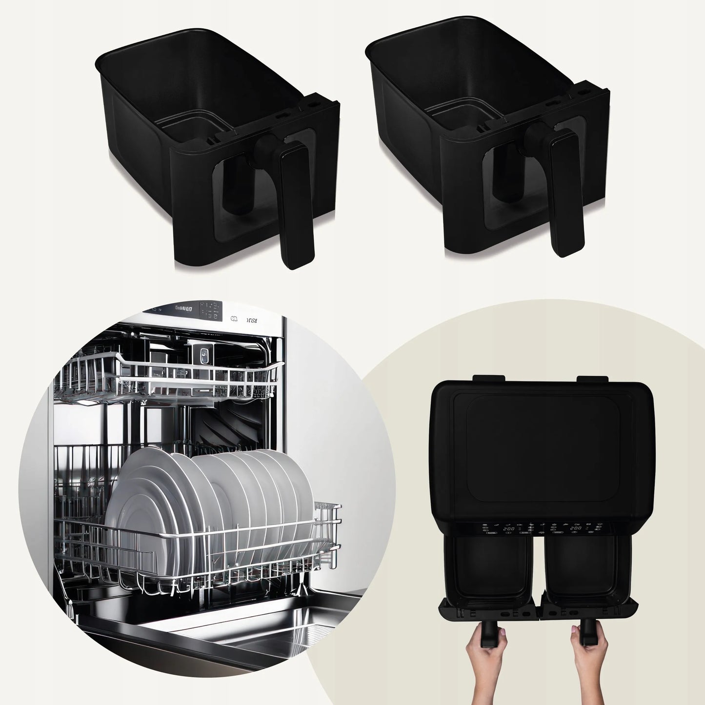 Zeegma ZE-KNAPPER DUAL BLACK 9L gruzdintuvė be aliejaus, dviejų kamerų