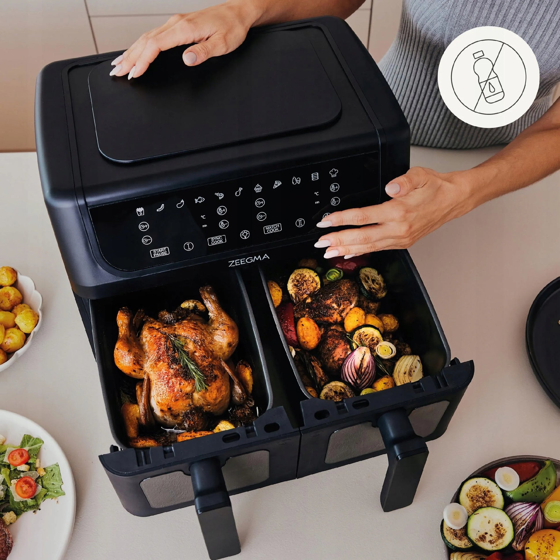 Zeegma ZE-KNAPPER DUAL BLACK 9L gruzdintuvė be aliejaus, dviejų kamerų