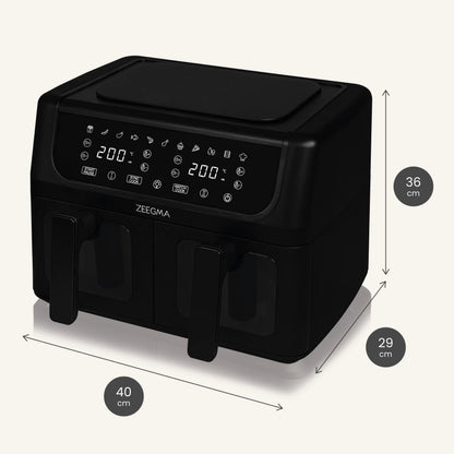 Zeegma ZE-KNAPPER DUAL BLACK 9L gruzdintuvė be aliejaus, dviejų kamerų