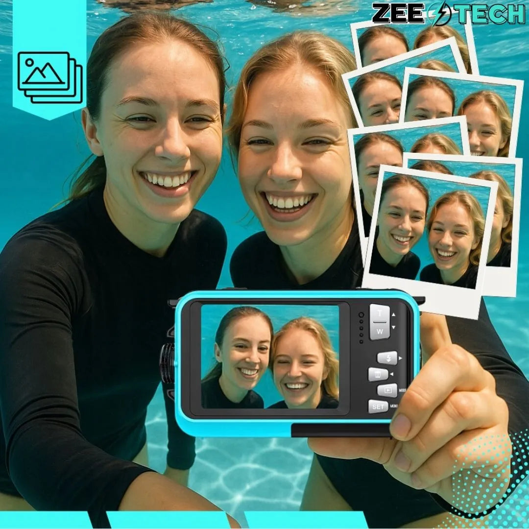 „ZeeTech“ vandeniui atsparus skaitmeninis fotoaparatas vaikams, 48 MP, 16 kartų skaitmeninis priartinimas