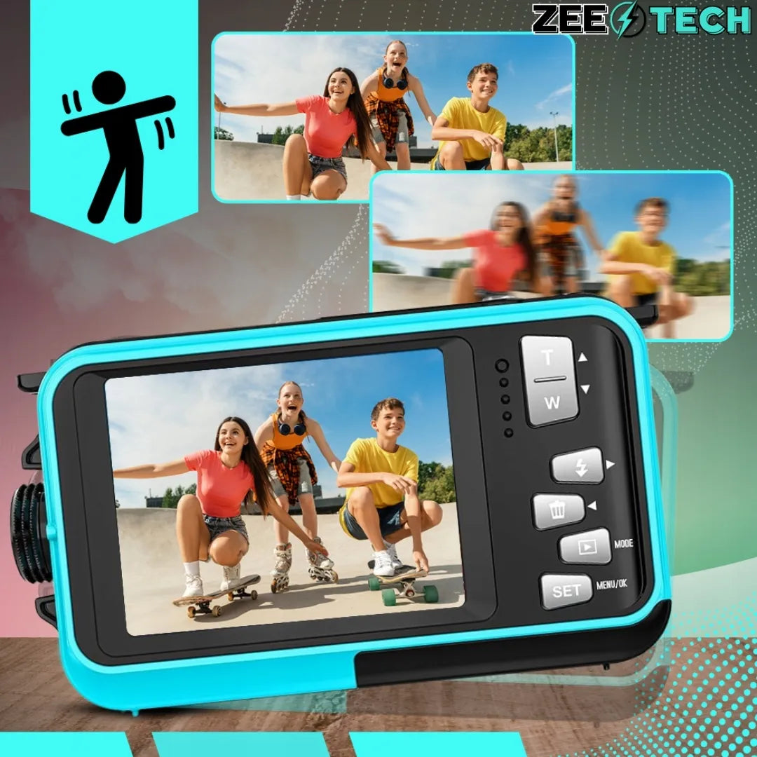 „ZeeTech“ vandeniui atsparus skaitmeninis fotoaparatas vaikams, 48 MP, 16 kartų skaitmeninis priartinimas