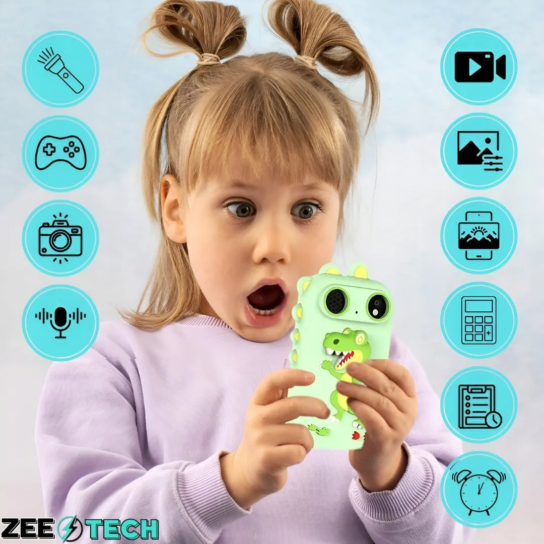 „ZeeTech“ žaislinis telefonas vaikams su skaitmeniniu fotoaparatu ir kamera, 32 GB kortelė