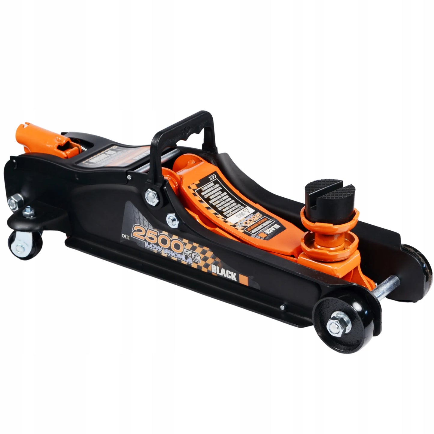 Žemas automobilinis domkratas "varlė" Black 2,5 T su papildomu padu