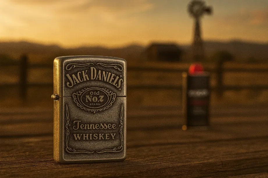 Zippo Jack Daniel’s Label Chrome 60001209 vėjui atsparus benzininis žiebtuvėlis