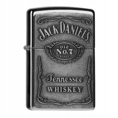 Zippo Jack Daniel’s Label Chrome 60001209 vėjui atsparus benzininis žiebtuvėlis