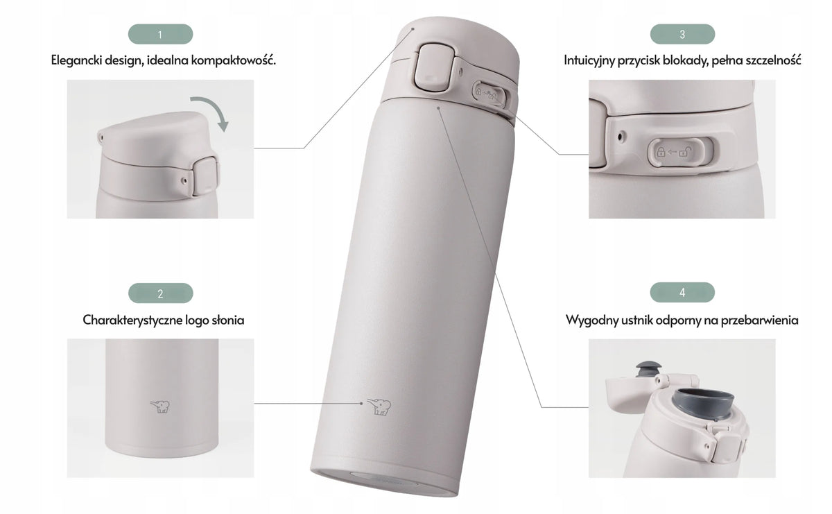 „Zojirushi“ termo puodelis SU-BA48-BM, 480 ml, juodas, lengvas, tinkamas plauti indaplovėje