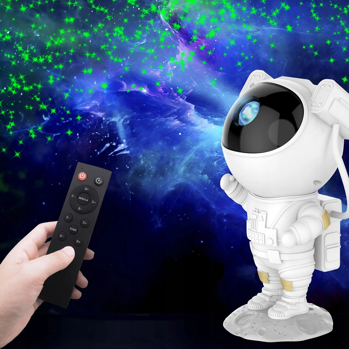 ŽVAIGŽDŽIŲ PROJEKTORIUS ASTRONAUTAS – NAKTINĖ LEMPA VAIKAMS, KOSMOSO PROJEKTORIUS SU PULTELIU