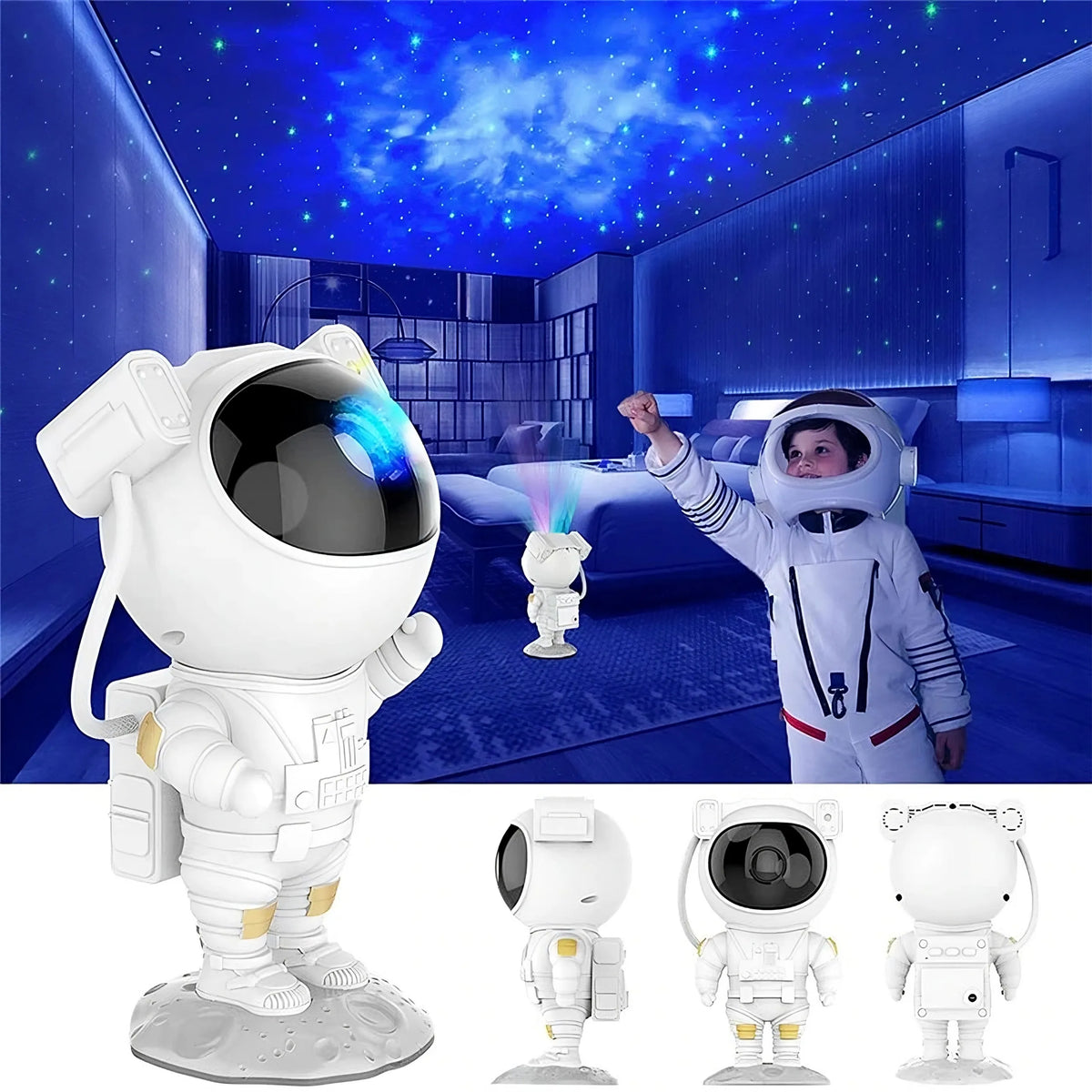 ŽVAIGŽDŽIŲ PROJEKTORIUS ASTRONAUTAS – NAKTINĖ LEMPA VAIKAMS, KOSMOSO PROJEKTORIUS SU PULTELIU