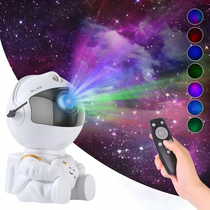 Žvaigždžių projektorius astronautas - naktinė lempa vaikams su pulteliu ir lazeriniu efektu