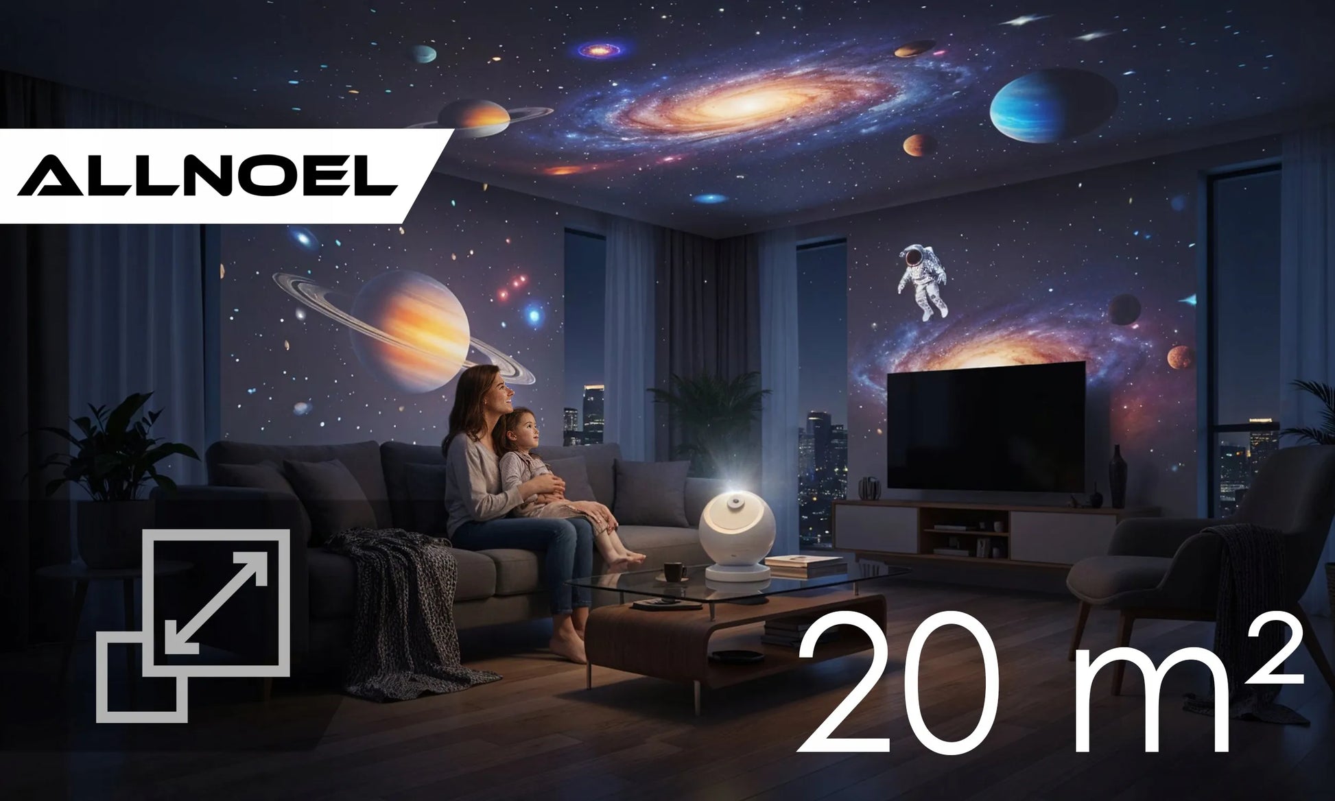 Žvaigždžių projektorius planetariumas su akumuliatoriumi ir Bluetooth garsiakalbiu