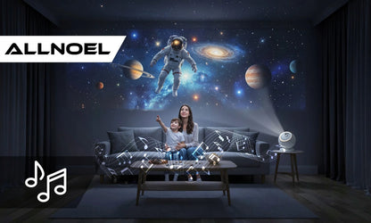 Žvaigždžių projektorius planetariumas su akumuliatoriumi ir Bluetooth garsiakalbiu
