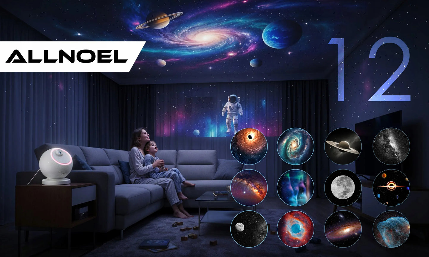 Žvaigždžių projektorius planetariumas su akumuliatoriumi ir Bluetooth garsiakalbiu