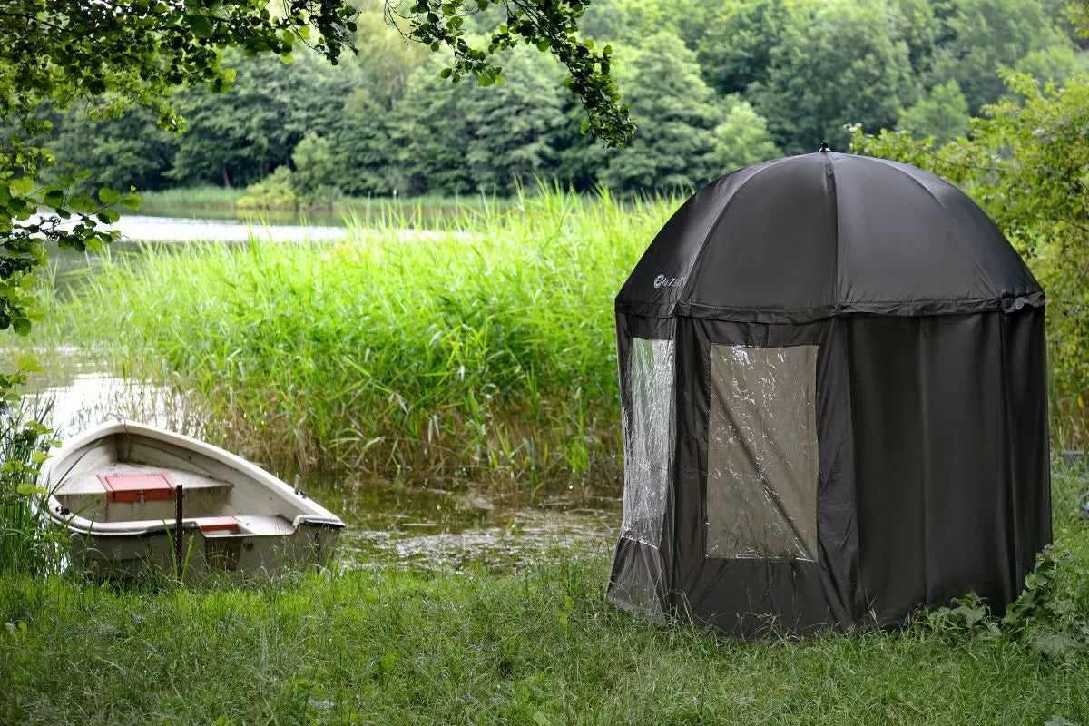Žvejybinis skėtis-palapinė Hitbaits Alpha 240 cm su šoninėmis sienelėmis, neperšlampamas